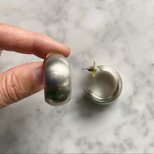 Vintage 90s Silver Thick Hoop Earrings